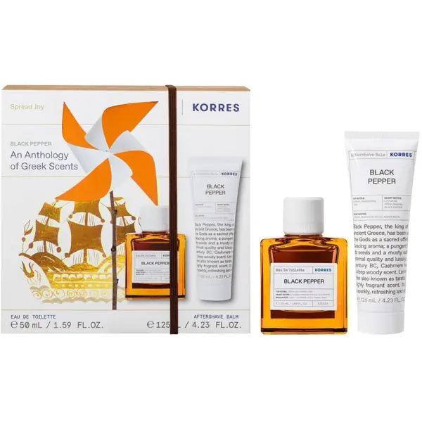 Korres Promo Black Pepper Eau de Toilette 50ml & Aftershave Balm 125ml