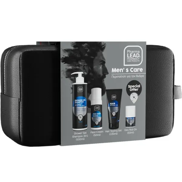 Pharmalead Men's Care Promo Shower Gel Shampoo 3in1 500ml & Face Cream 50ml & Hair Styling Gel 100ml & Deo Roll On 50ml & Δώρο Νεσεσέρ 1 Τεμάχιο