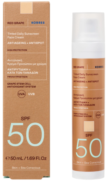 Korres Red Grape Daily Tinted Sunscreen Face Cream Spf50, 50ml