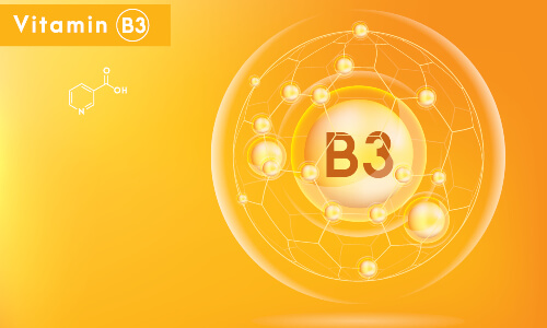 vitamin b3 in orange background