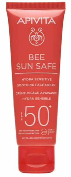Apivita Bee Sun Safe Hydra Sensitive Soothing Face Cream With Chamomile & Propolis Spf50+