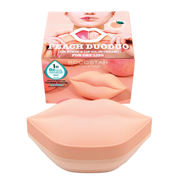 Kocostar Peach Duo Lip Scrub 23g & Lip Oil in Cream 20g