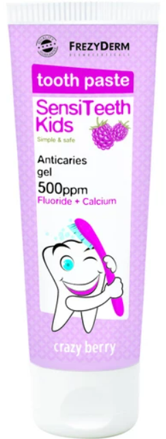 Frezyderm SensiTeeth Kids Tooth Paste 500ppm Fluoride + Calcium Crazy Berry 50ml