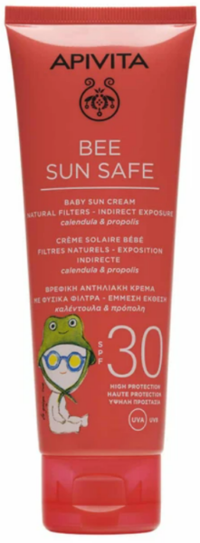 Apivita Bee Sun Safe Baby Sun Cream Natural Filters - Indirect Exposure With Calendula & Propolis Spf30, 100ml. Apivita αντηλιακό για μωρά με ένα μόνο φίλτρο