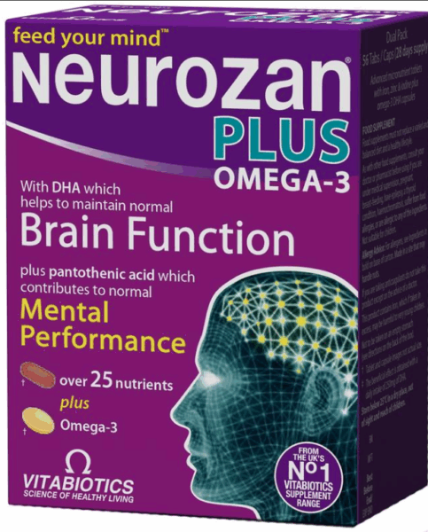 Vitabiotics Neurozan Plus Omega-3 Συμπλήρωμα Διατροφής που Ενισχύει την Εγκεφαλική Λειτουργία 28tabs / 28caps