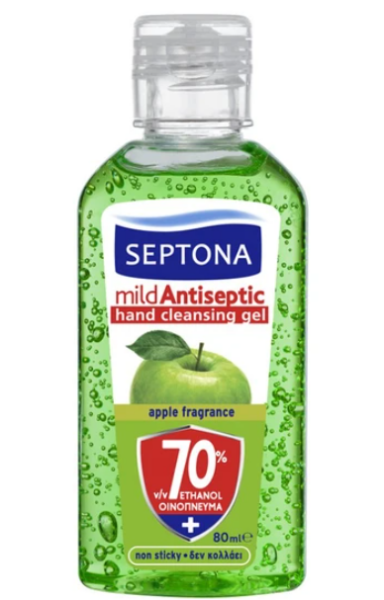 Septona Mild Antiseptic Hand Cleansing Apple Gel Travel Size 80ml