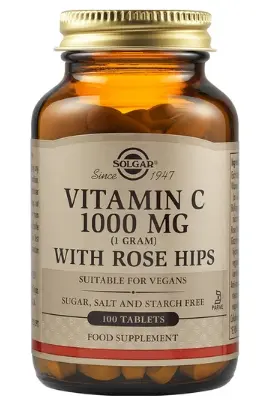 Solgar Vitamin C 1000mg with Rose Hips 1g, 100tabs