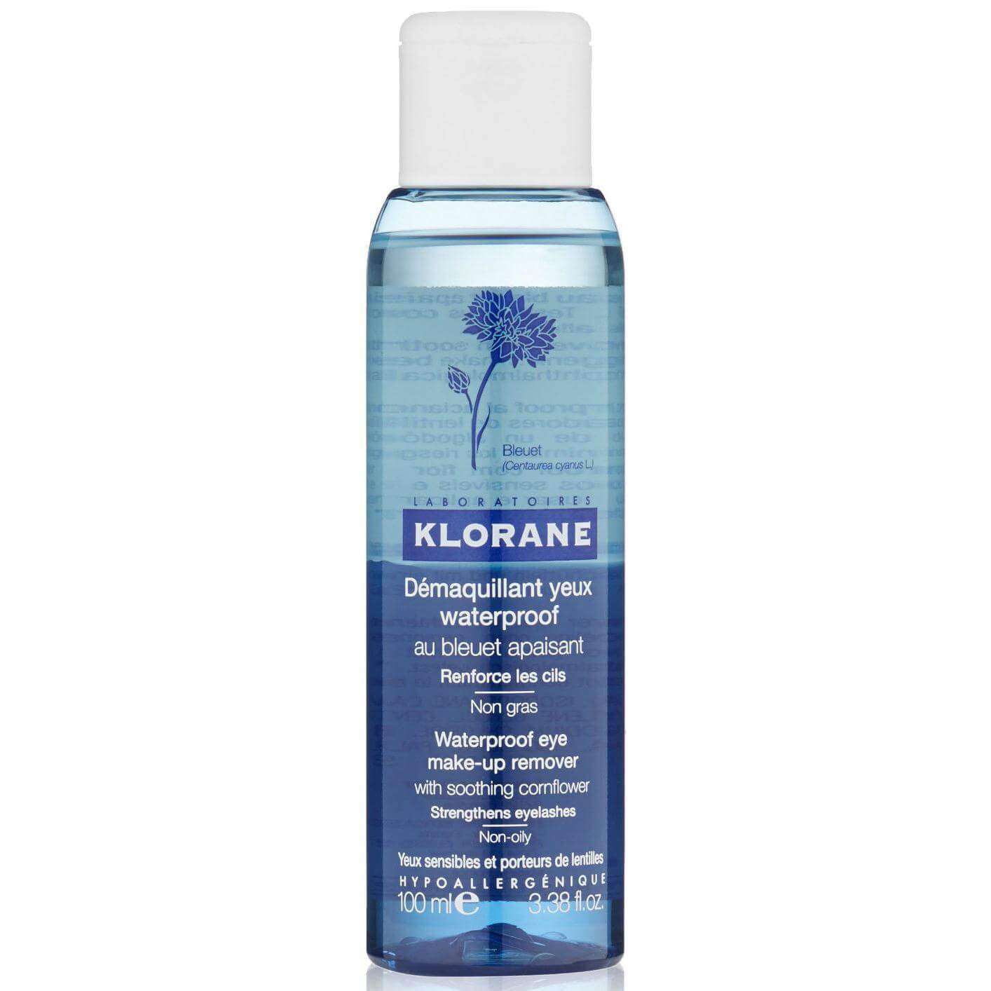 Klorane Demaquillant Yeux Waterproof au Bleuet Apaisant Ντεμακιγιάζ Ματιών με Διφασική Σύνθεση 100ml