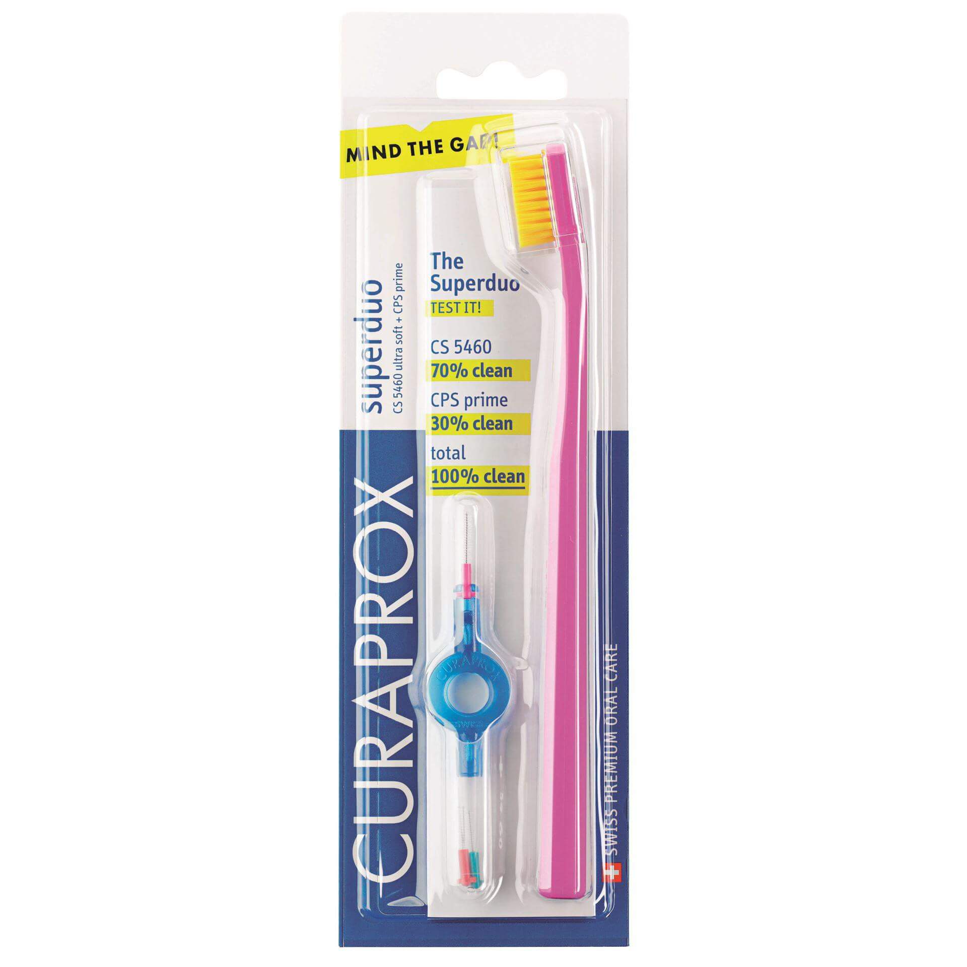 Curaprox Superduo CS 5460 Ultra Soft Πολύ Μαλακή Οδοντόβουρτσα & CPS Prime Mixed Μεσοδόντια Βουρτσάκια – γαλάζιο