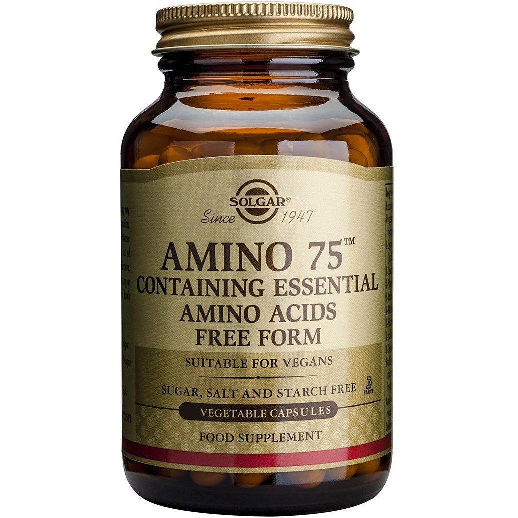 Solgar Amino 75 Συμπλήρωμα Διατροφής Αμινοξέα Κρυσταλλικά Και Ελεύθερης Μορφής veg.caps – 90 caps