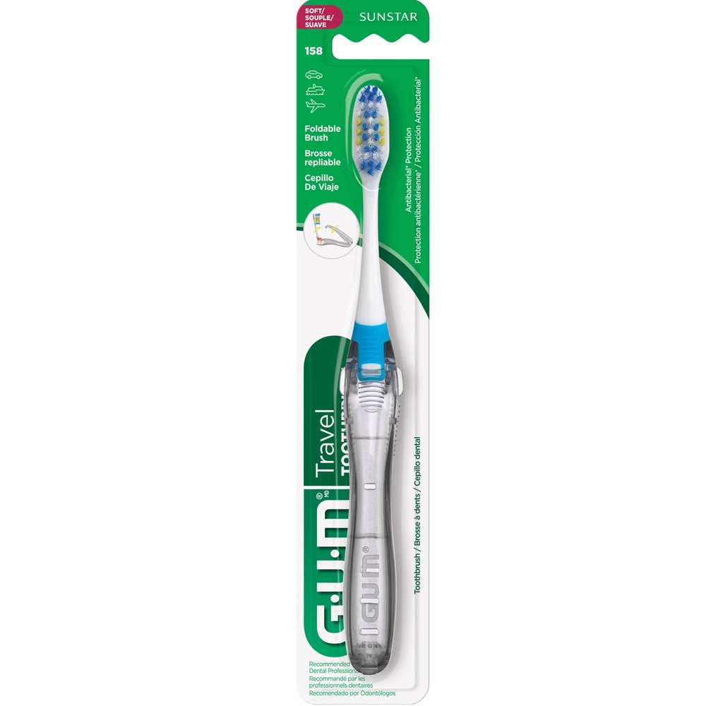 Gum Gum Travel Soft Antibacterial Toothbrush Κωδ 158, 1 Τεμάχιο - Γαλάζιο,Αναδιπλούμενη Μαλακή Οδοντόβουρτσα Κατάλληλη για Χρήση σε Ταξίδια με Αντιβακτηριακές Ιδιότητες