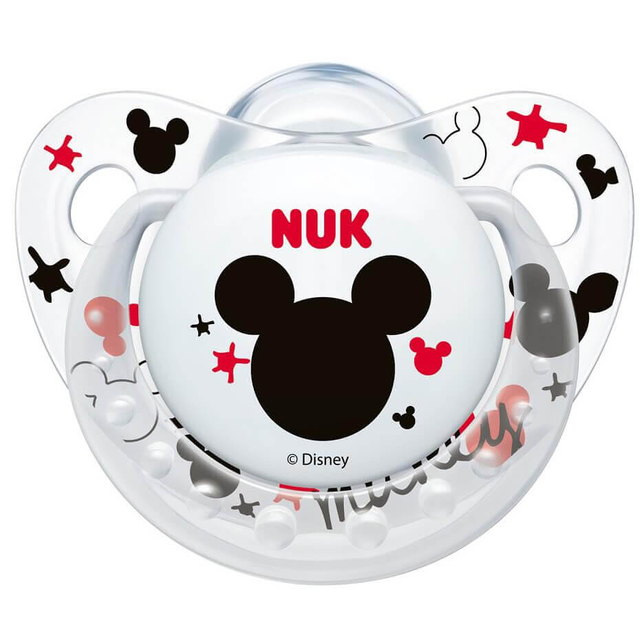 NUK Trendline Disney Mickey Πιπίλα Άσπρο Διάφανο, Σιλικόνης 6-18m 1 τεμάχιο
