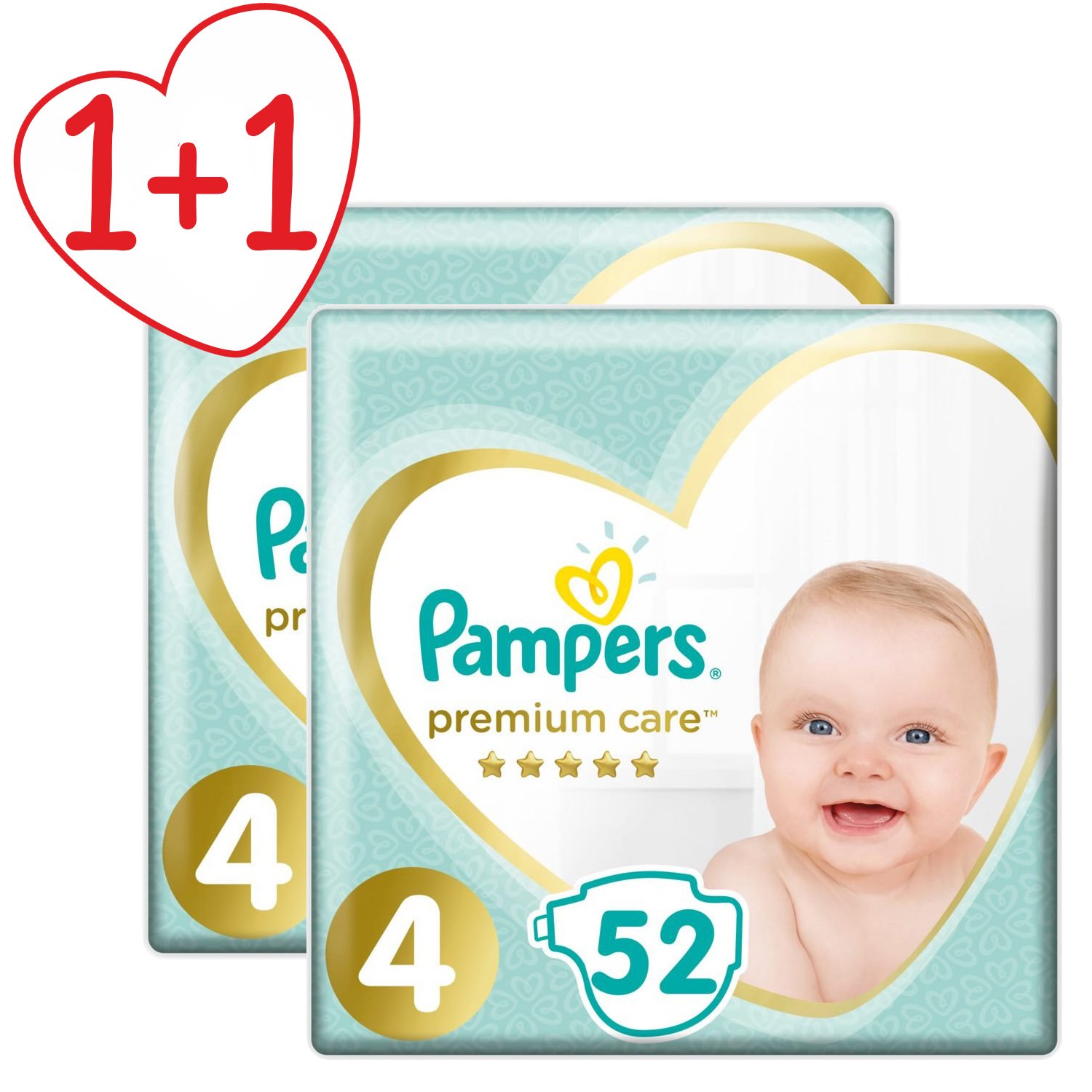 Pampers Πακέτο Προσφοράς Premium Care Jumbo Pack No4 (9-14kg) 2×52 πάνες 1+1 Δώρο