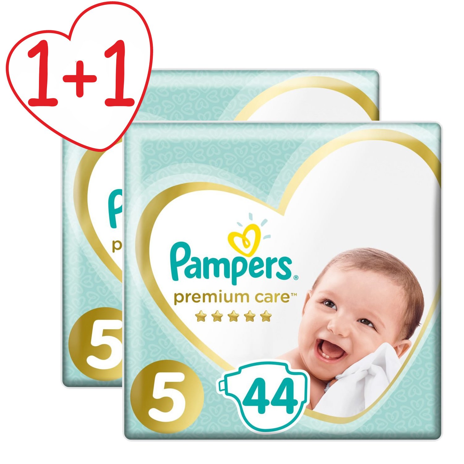 Pampers Πακέτο Προσφοράς Premium Care Jumbo Pack No5 (11-16kg) 2×44 πάνες 1+1 Δώρο