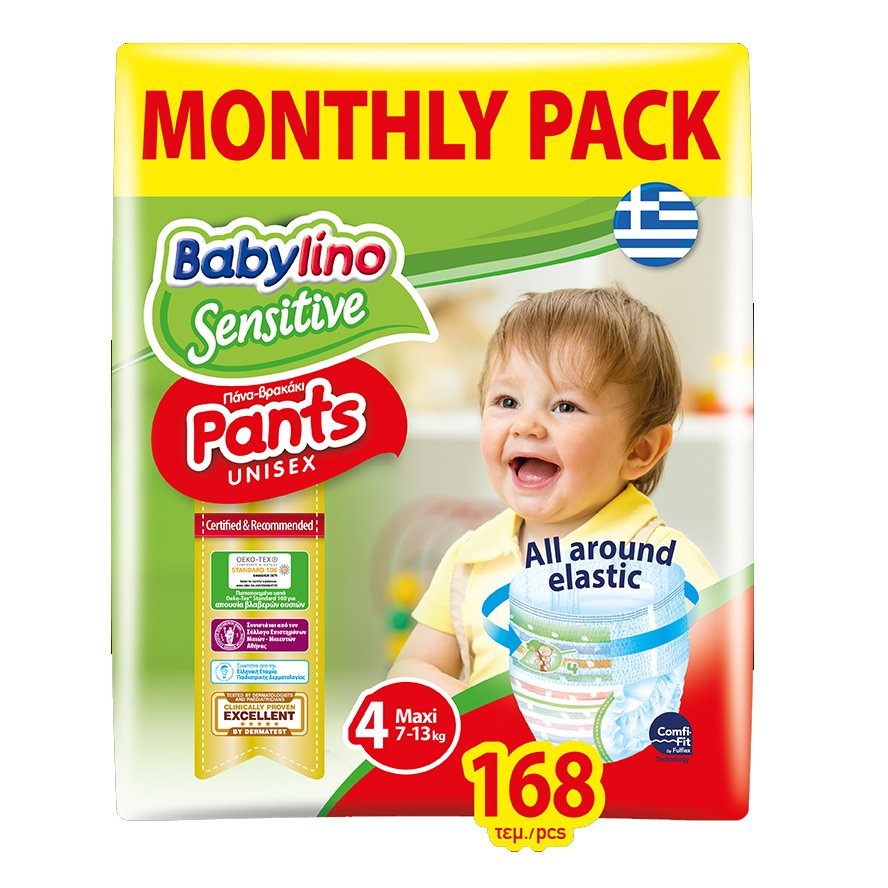 Babylino Sensitive Pants Unisex Monthly Pack No4 Maxi (7-13kg) 168 πάνες