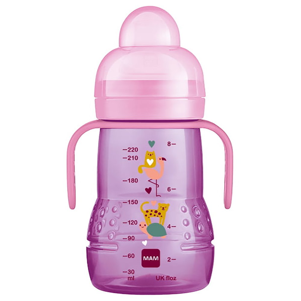 Mam Trainer+ Kit Κωδ 450 Εκπαιδευτικό Μπιμπερό Πολυπροπυλενίου με Θηλή Σιλικόνης 4m+, 220ml – Ροζ