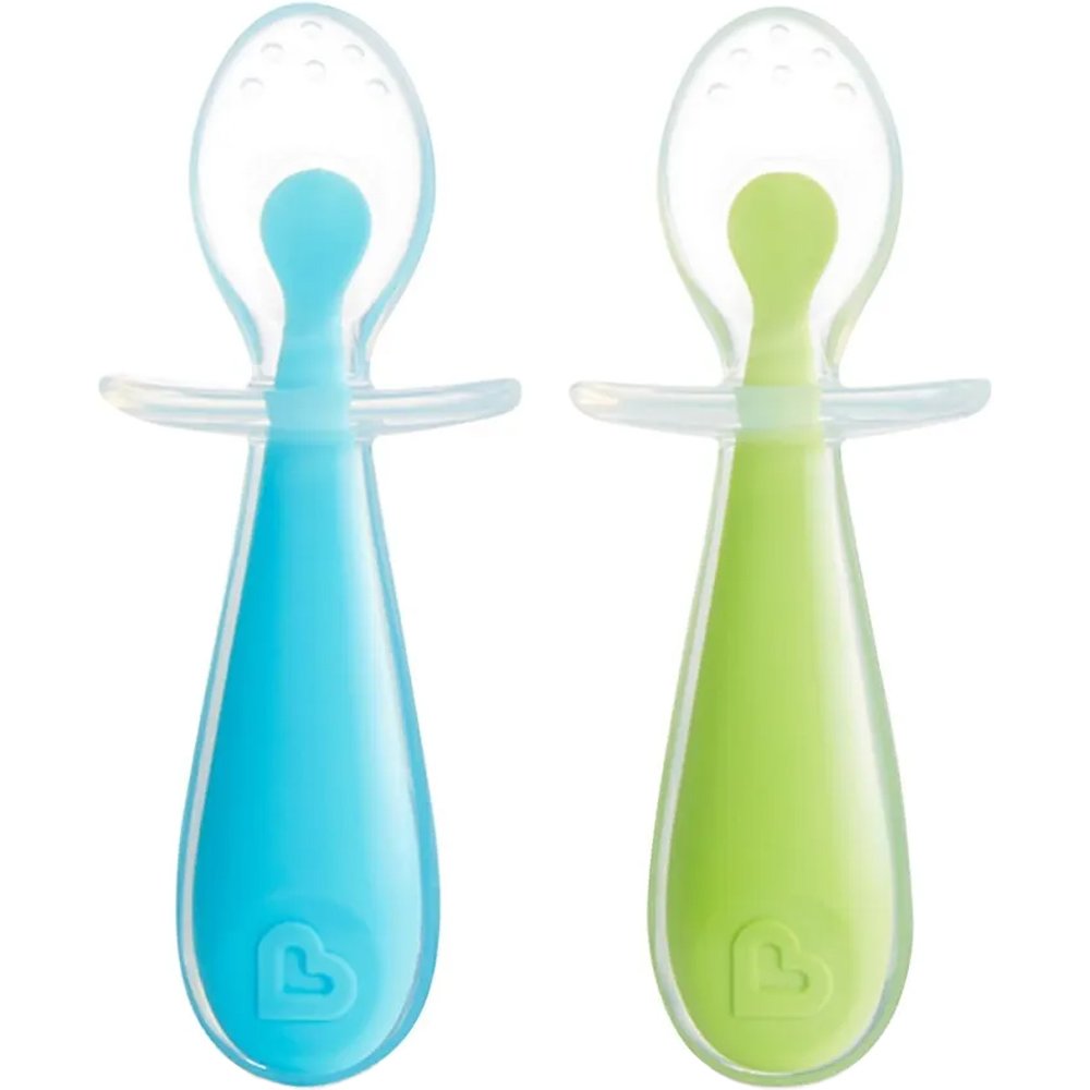 Munchkin Munchkin Gentle Scoop Training Silicone Spoons 6m+ Μαλακά Κουταλάκια Σιλικόνης 2 Τεμάχια - Μπλέ / Πράσινο
