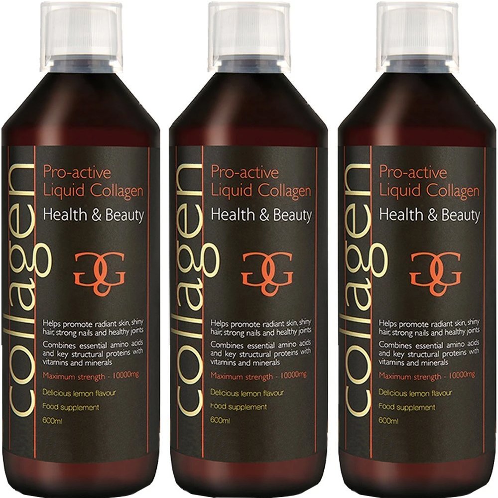 Σετ Collagen ProActive Πόσιμο Κολλαγόνο Συμπλήρωμα Διατροφής με Κολλαγόνο για το Δέρμα, Μαλλιά & Νύχια 1800ml (3x600ml) - 3 Λεμόνι