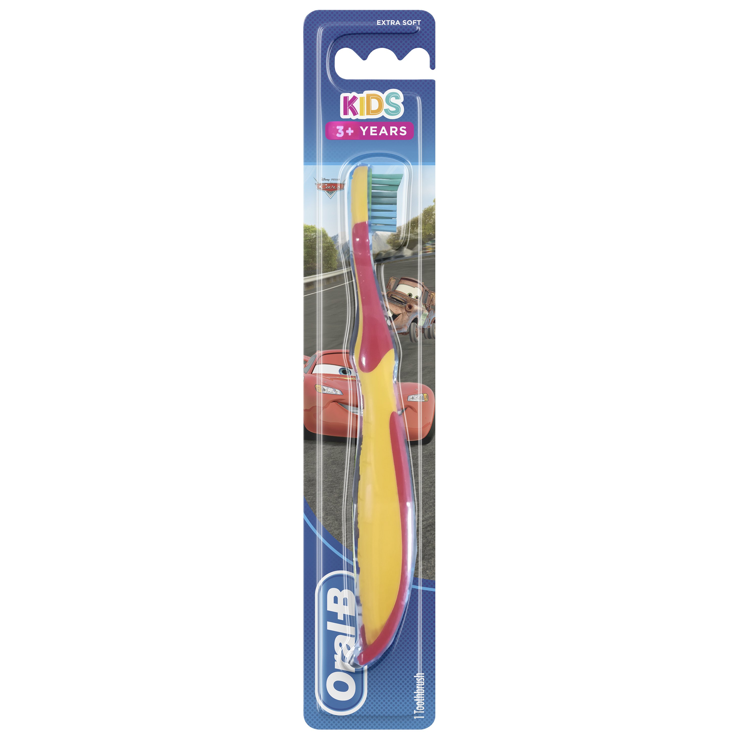 Oral-B Kids Cars Χειροκίνητη Παιδική Οδοντόβουρτσα Extra Soft 3+ Ετών Κίτρινο-Κόκκινο 1 Τεμάχιο