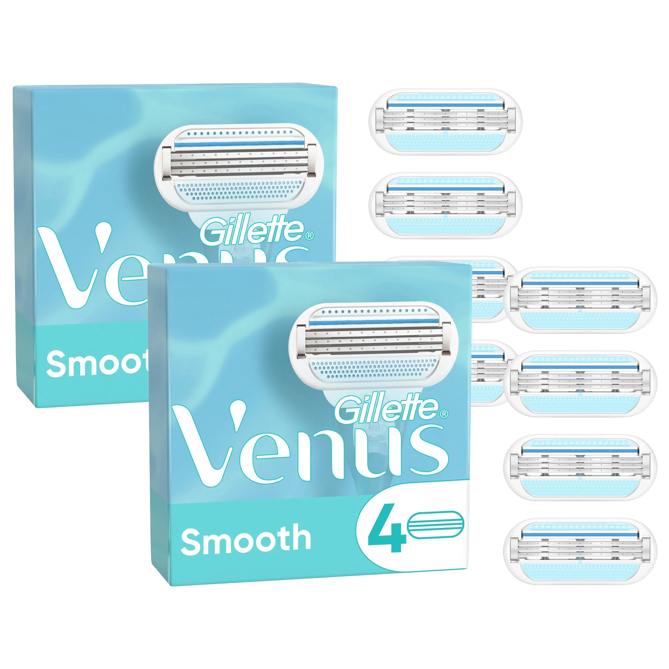 Gillette Πακέτο Προσφοράς Venus Smooth Ανταλλακτικά Γυναικείας Ξυριστικής Μηχανής με 3 Λεπίδες 2×4 Τεμάχια