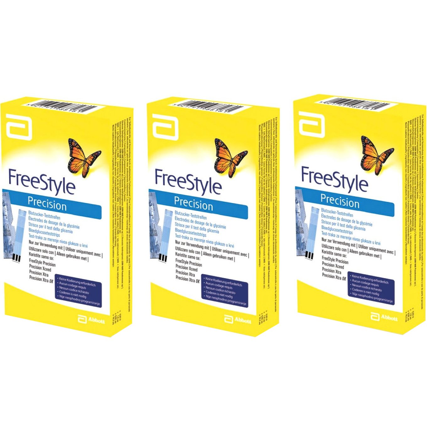 Abbott Σετ Abbott FreeStyle Precision Blood Glucoze Test Strips Ταινίες Μέτρησης Σακχάρου / Γλυκόζης Αίματος Συμβατές Μόνο με τις Συσκευές FreeStyle Precision Neo, Libre & Libre 2, 150 Τεμάχια (3x50 Τεμάχια)