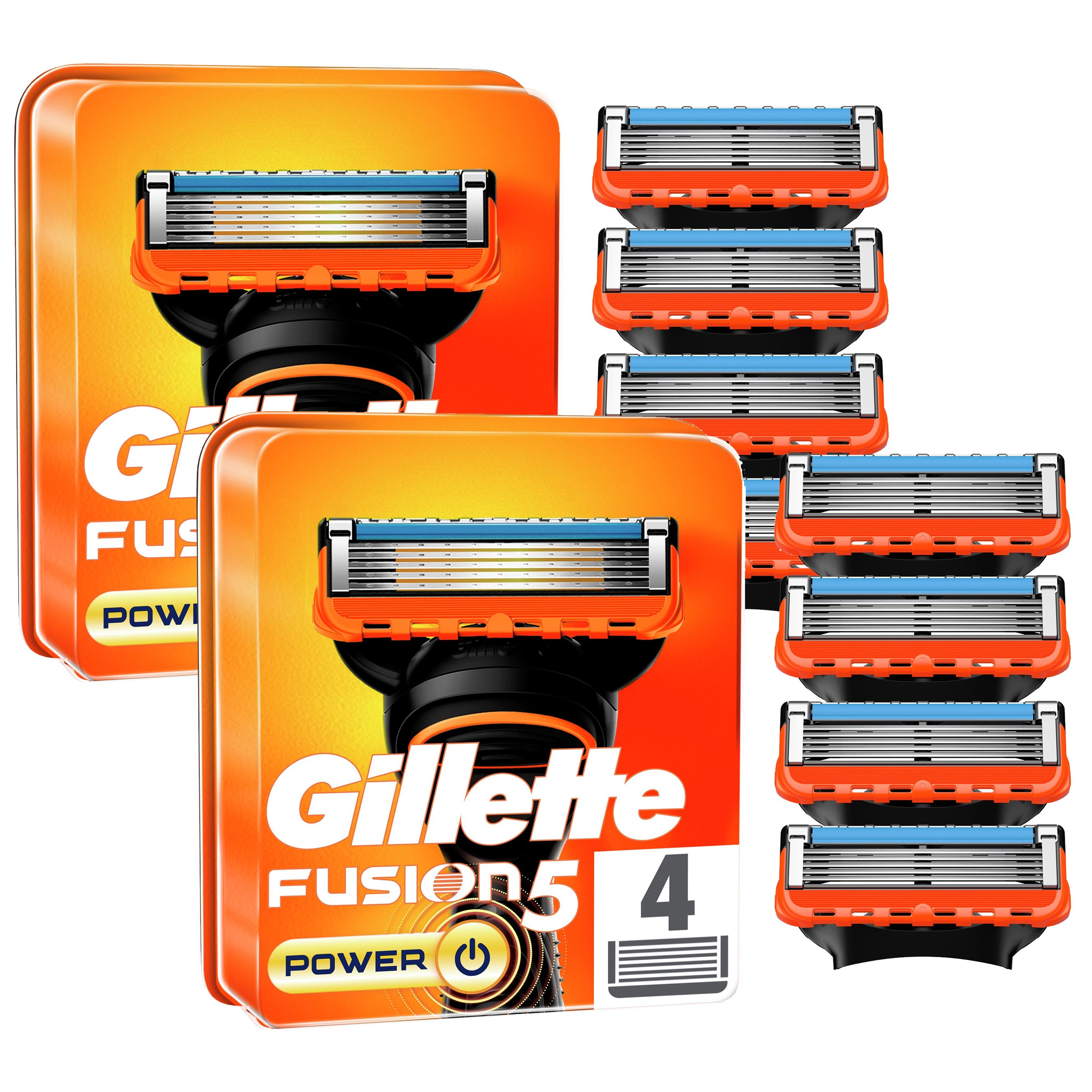 Gillette Πακέτο Προσφοράς Fusion 5 Power Ανταλλακτικές Κεφαλές Ξυριστικής Μηχανής με 5 Λεπίδες για Βαθύ Ξύρισμα που Διαρκεί 2×4 Τεμάχια