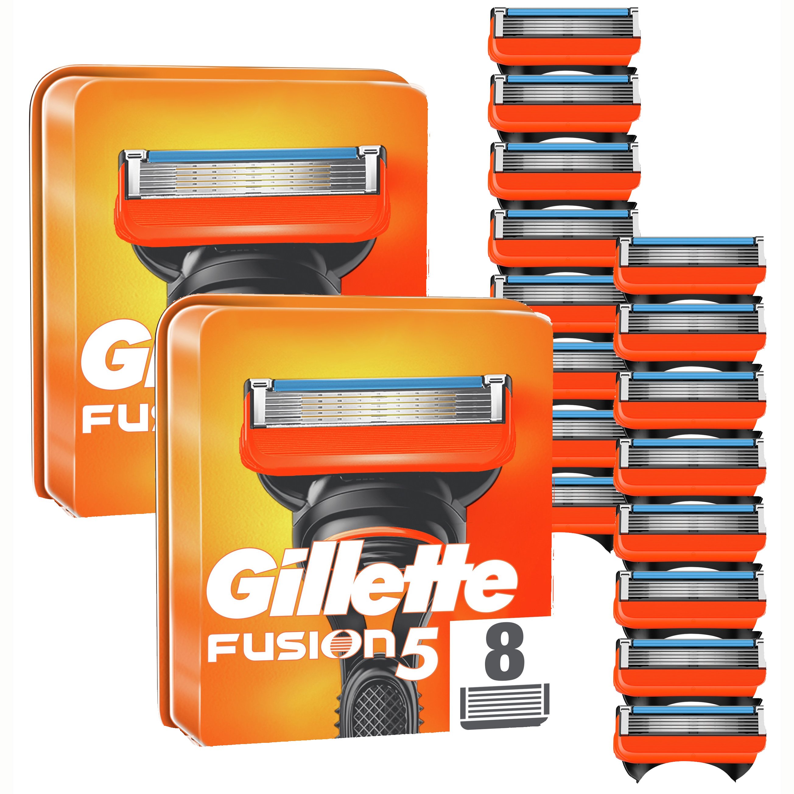 Gillette Πακέτο Προσφοράς Fusion5 Ανταλλακτικές Κεφαλές Ξυριστικής Μηχανής με 5 Λεπίδες Κατά της Τριβής για Απίστευτα Απαλό Ξύρισμα 2×8 Τεμάχια