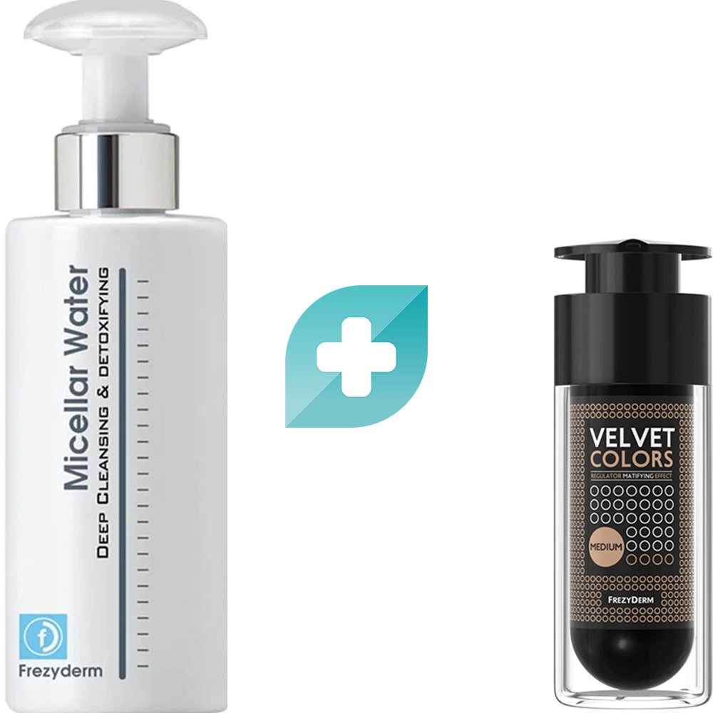 Σετ Frezyderm Velvet Colors Regulator Matifying Effect Medium Color 30ml & Micellar Water Deep Cleansing & Detoxifying 200ml