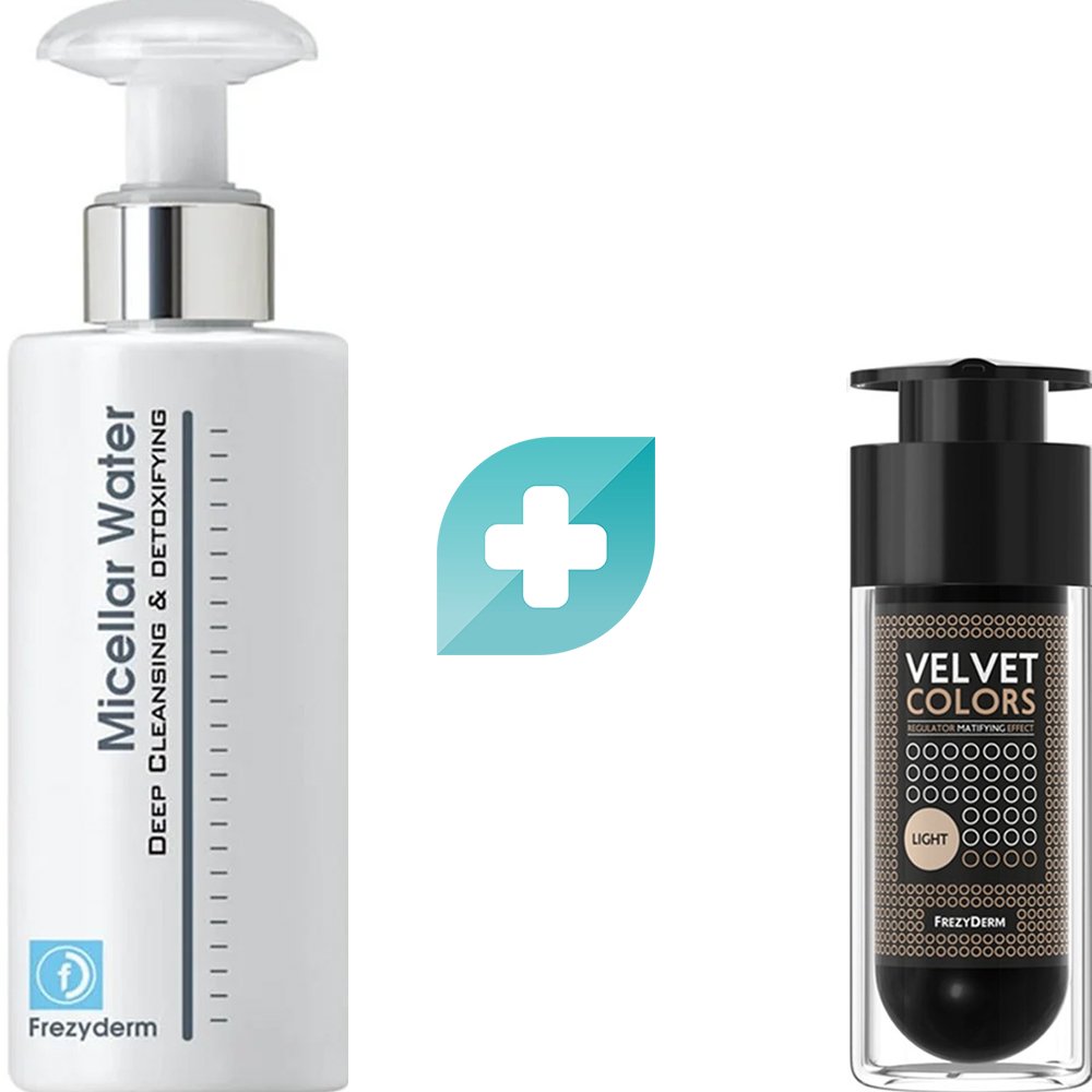 Σετ Frezyderm Velvet Colors Regulator Matifying Effect Light Color 30ml & Micellar Water Deep Cleansing & Detoxifying 200ml