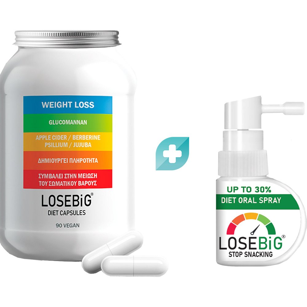 Losebig Σετ Losebig 90caps & Stop Snacking Diet Oral Spray 30ml - Mint