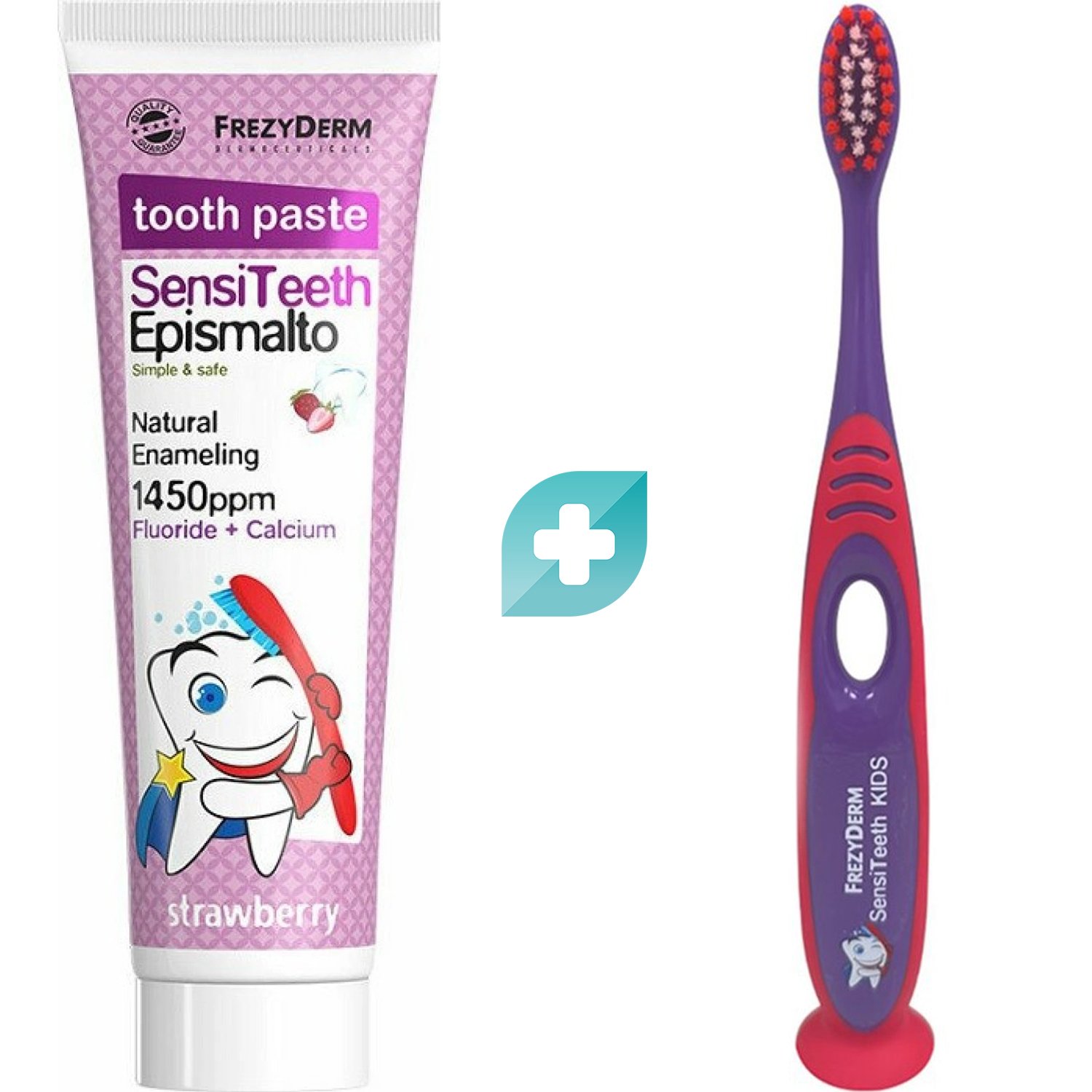 Σετ Frezyderm SensiTeeth Epismalto Tooth Paste 1.450ppm 50ml & Soft Kids Toothbrush 1 Τεμάχιο - Μωβ / Κόκκινο