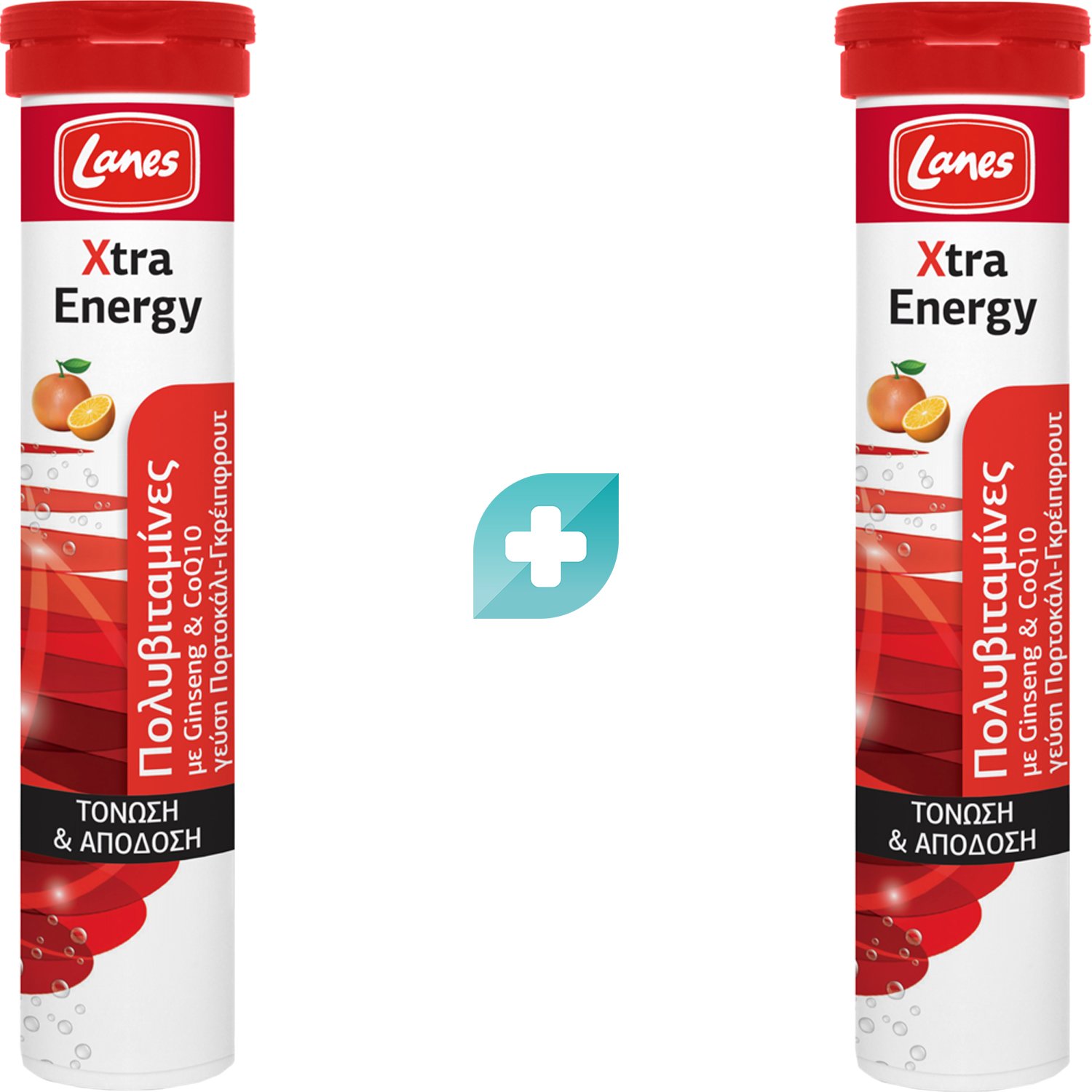 Σετ Lanes Xtra Energy Συμπλήρωμα Διατροφής Βιταμινών, Μετάλλων, Εκχυλίσματος Ginseng & Q10 για Ενέργεια & Τόνωση με Γεύση Πορτοκάλι & Γκρέιπφρουτ 40 Effer.tabs (2x20 Effer.tabs)
