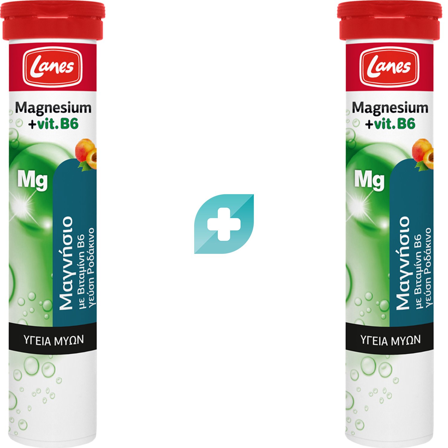 Lanes Σετ Lanes Magnesium + Vitamin B6 Συμπλήρωμα Διατροφής με Μαγνήσιο & Βιταμίνη B6 για Τόνωση, Ενέργεια & Υποστήριξη της Λειτουργία των Μυών με Γεύση Ροδάκινο 40 Effer.tabs (2x20 Effer.tabs)