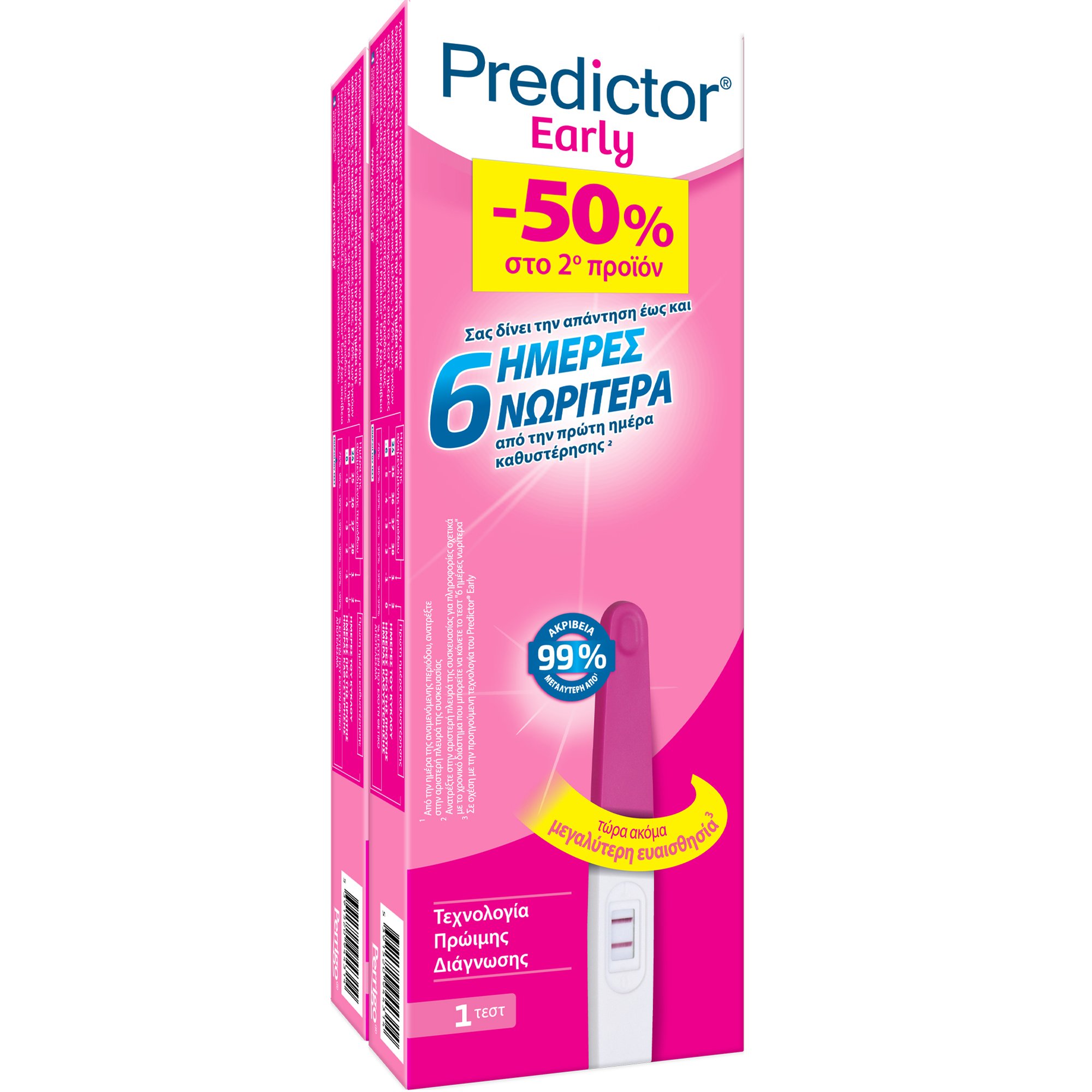 Predictor Σετ Predictor Early Τεστ Εγκυμοσύνης για Πρώιμη Διάγνωση Έως 6 Ημέρες Νωρίτερα Από την Πρώτη Ημέρα Καθυστέρησης 2 Τεμάχια