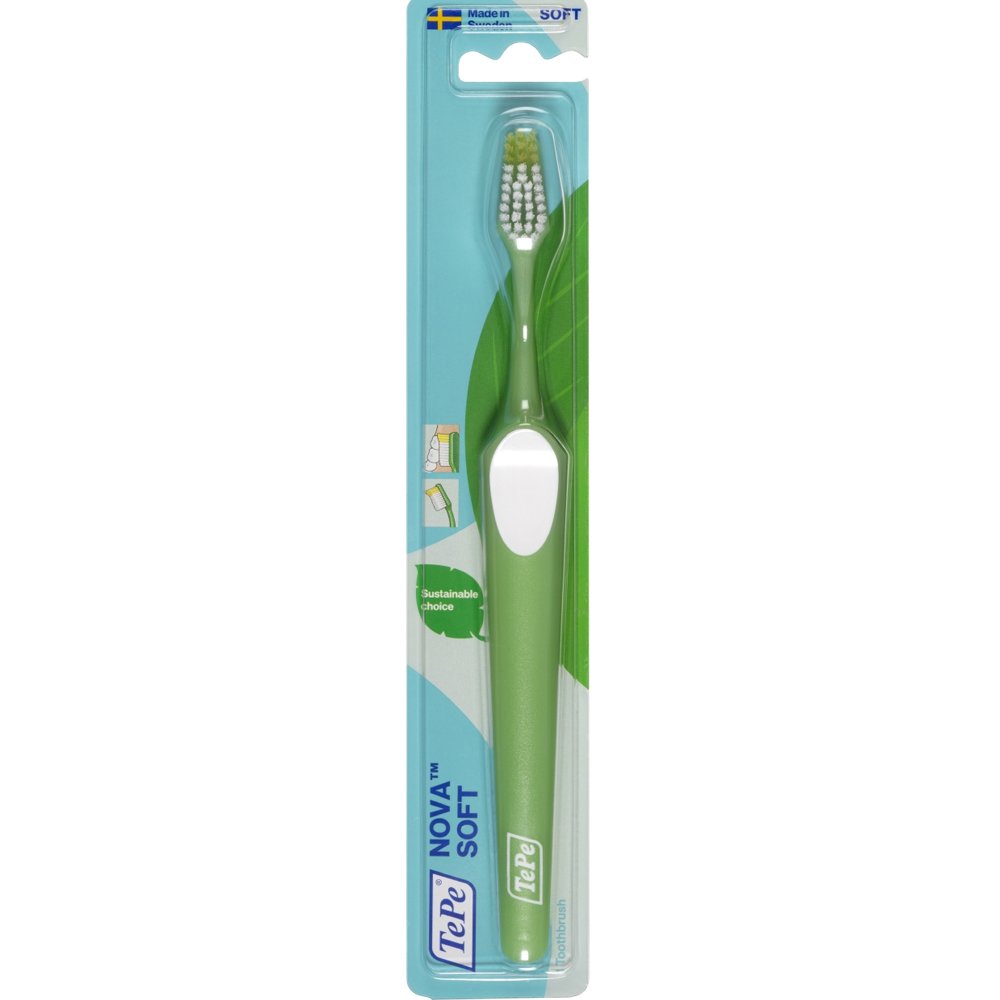 Tepe Nova Soft Toothbrush Πράσινο Μαλακή Οδοντόβουρτσα με Ειδικό Άκρο στις Ίνες που Διευκολύνει την Πρόσβαση στα Πίσω Δόντια & Στις Εσωτερικές Επιφάνειες 1 Τεμάχιο