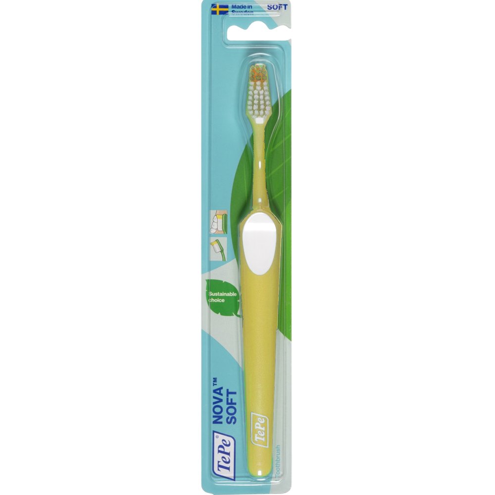 Tepe Nova Soft Toothbrush Κίτρινο Μαλακή Οδοντόβουρτσα με Ειδικό Άκρο στις Ίνες που Διευκολύνει την Πρόσβαση στα Πίσω Δόντια & Στις Εσωτερικές Επιφάνειες 1 Τεμάχιο
