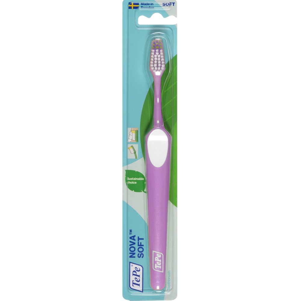 Tepe Nova Soft Toothbrush Ροζ Μαλακή Οδοντόβουρτσα με Ειδικό Άκρο στις Ίνες που Διευκολύνει την Πρόσβαση στα Πίσω Δόντια & Στις Εσωτερικές Επιφάνειες 1 Τεμάχιο