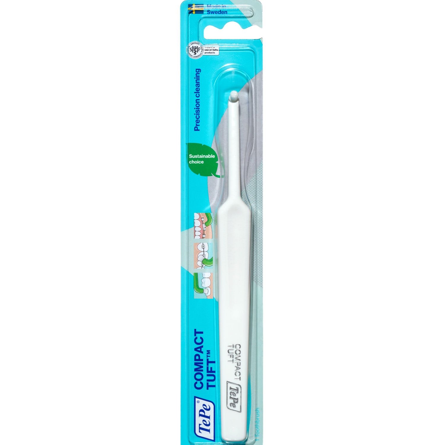 Tepe Compact Tuft Toothbrush Λευκό Ειδική Οδοντόβουρτσα Ιδανική για Καθαρισμό Κατά Μήκος της Γραμμής των Ούλων & Δυσπρόσιτων Περιοχών 1 Τεμάχιο