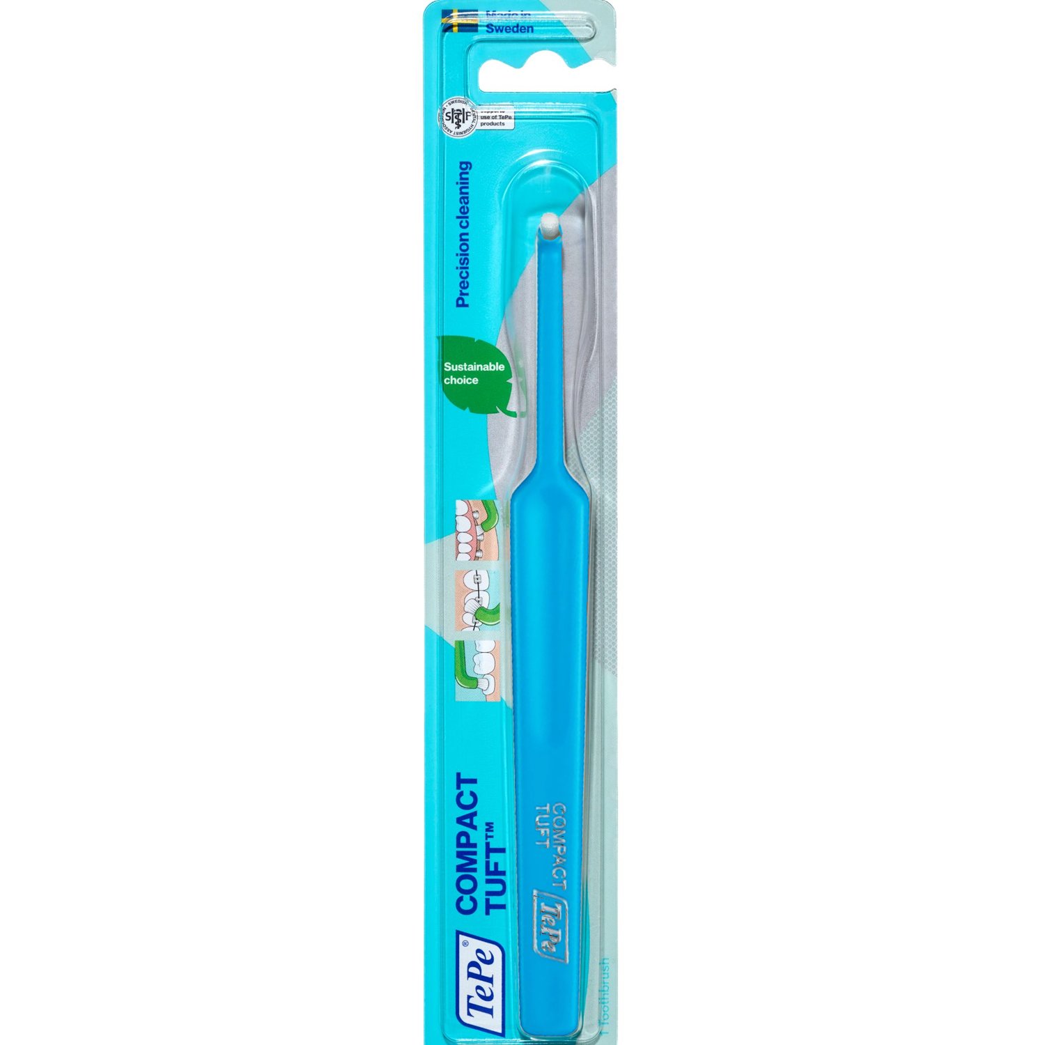 Tepe Compact Tuft Toothbrush Γαλάζιο Ειδική Οδοντόβουρτσα Ιδανική για Καθαρισμό Κατά Μήκος της Γραμμής των Ούλων & Δυσπρόσιτων Περιοχών 1 Τεμάχιο