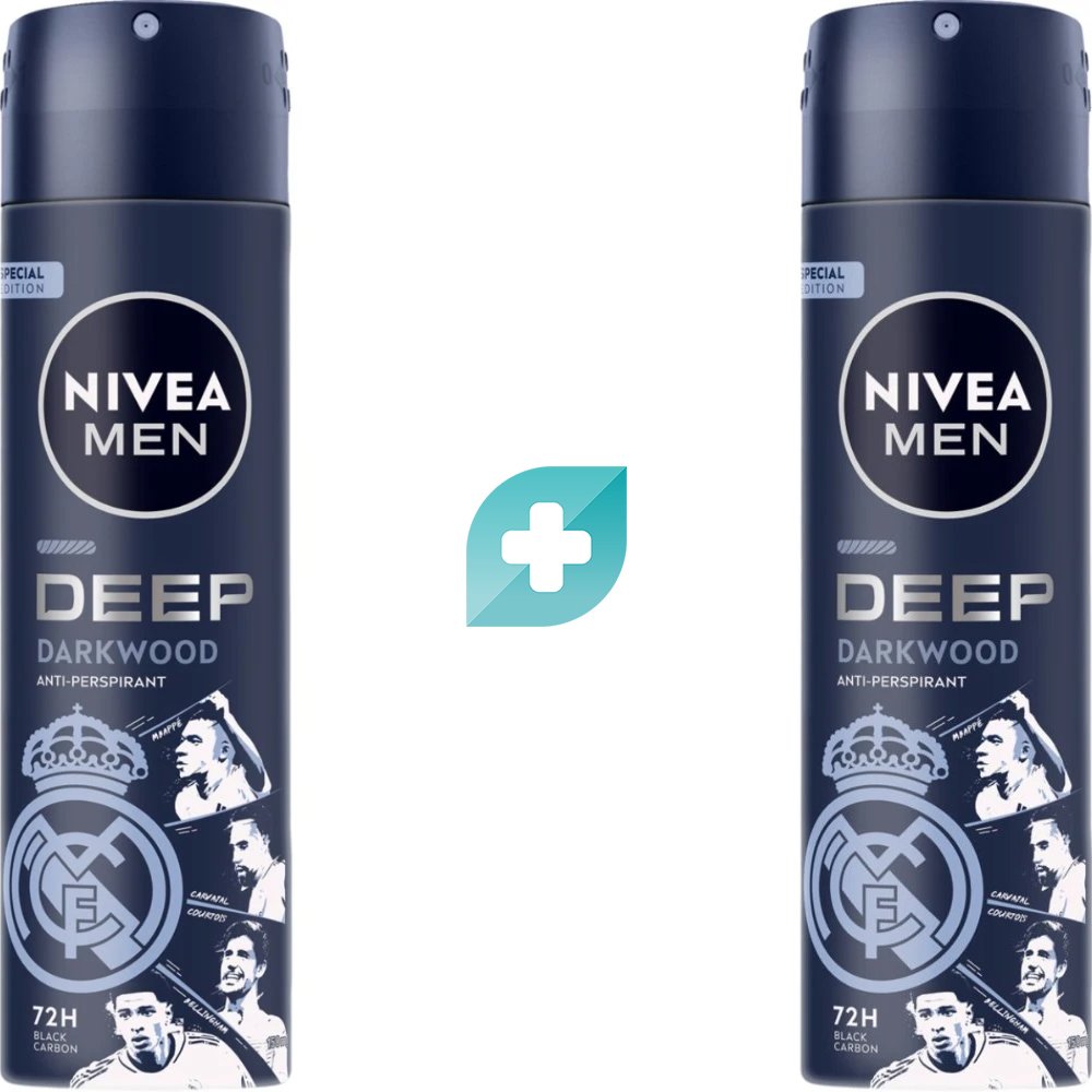 Σετ Nivea Men Deep Darkwood 72h Real Madrid Edition Anti-Perspirant Spray 300ml (2x150ml)