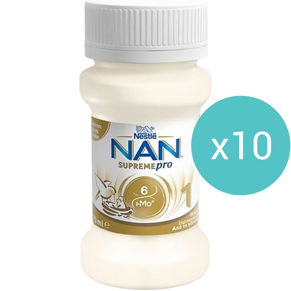 Σετ Nestle NAN Supreme Pro 1 Γάλα 1ης Βρεφικής Ηλικίας Έτοιμο Προς Κατανάλωση σε Αποστειρωμένα Μπουκάλια με 6 ΗΜΟ, Ενεργές Καλλιέργειες Προβιοτικών & Εύκολα Απορροφήσιμη Πρωτεΐνη για Βρέφη από τη Γέννηση Έως τον 6° Μήνα 700ml (10x70ml)