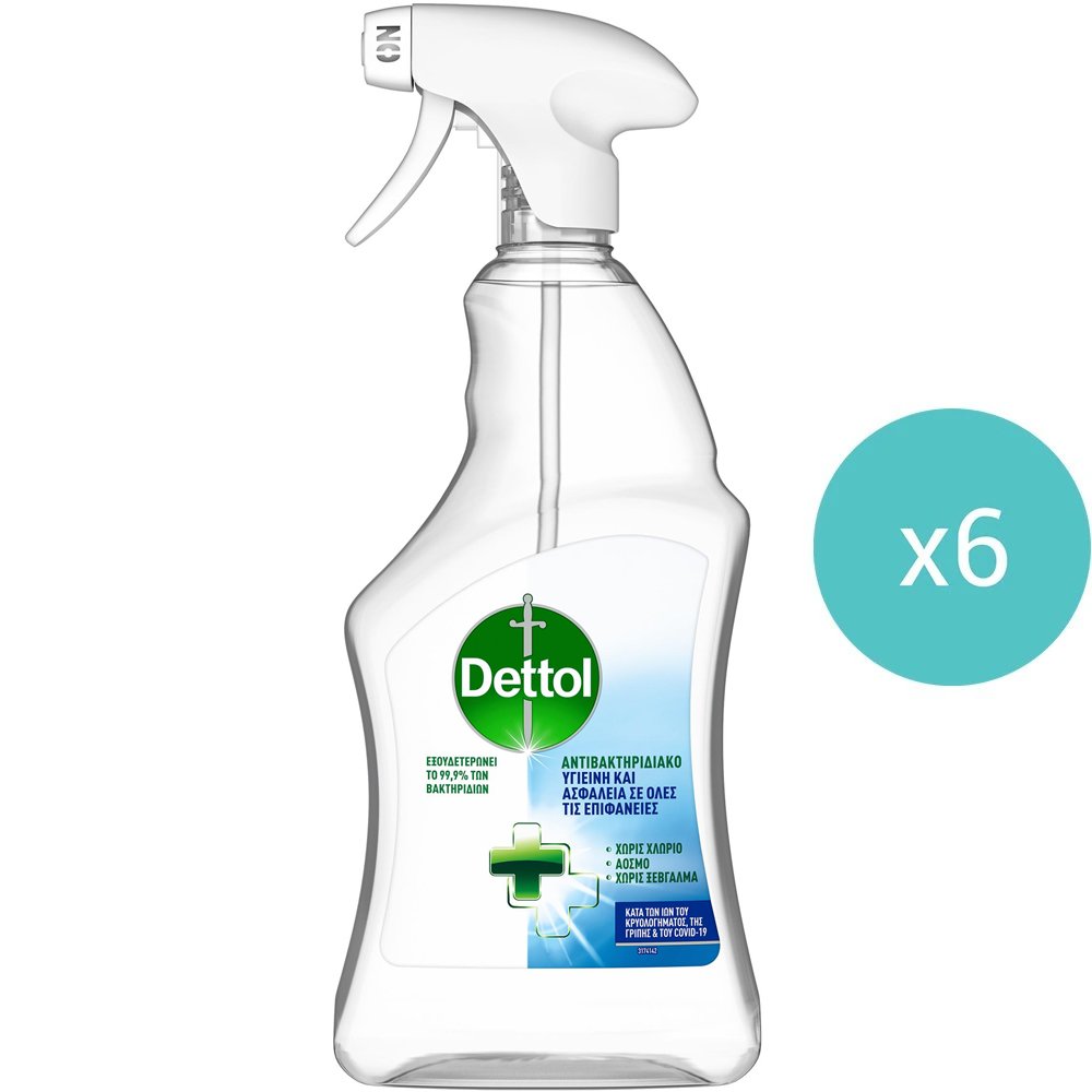 Σετ Dettol Anti-Bacterial Surface Cleanser Spray Αντιβακτηριδιακό Απολυμαντικό Spray Επιφανειών 3.000ml (500mlx6)