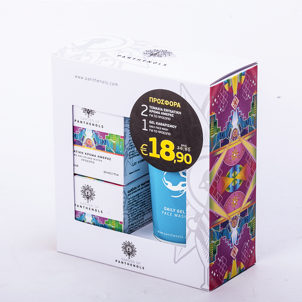 Garden of Panthenols Set Ενυδατική/Αντηλιακή Κρέμα Προσώπου Spf15, 2x50ml + Daily Face Wash Αφρίζον Καθαριστικό Προσώπου 150ml