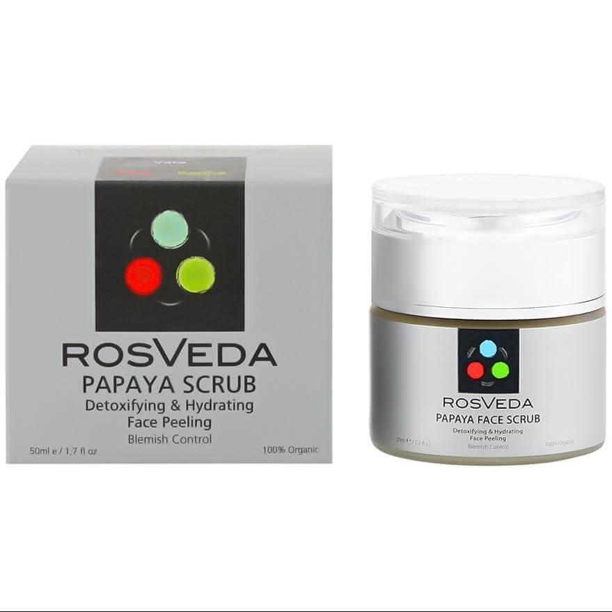 RosVeda Papaya Scrub 100% Φυτική Σύνθεση Απολεπιστικό Προσώπου για Μείωση Πανάδων, Αποτοξίνωση & Ενυδάτωση 50ml