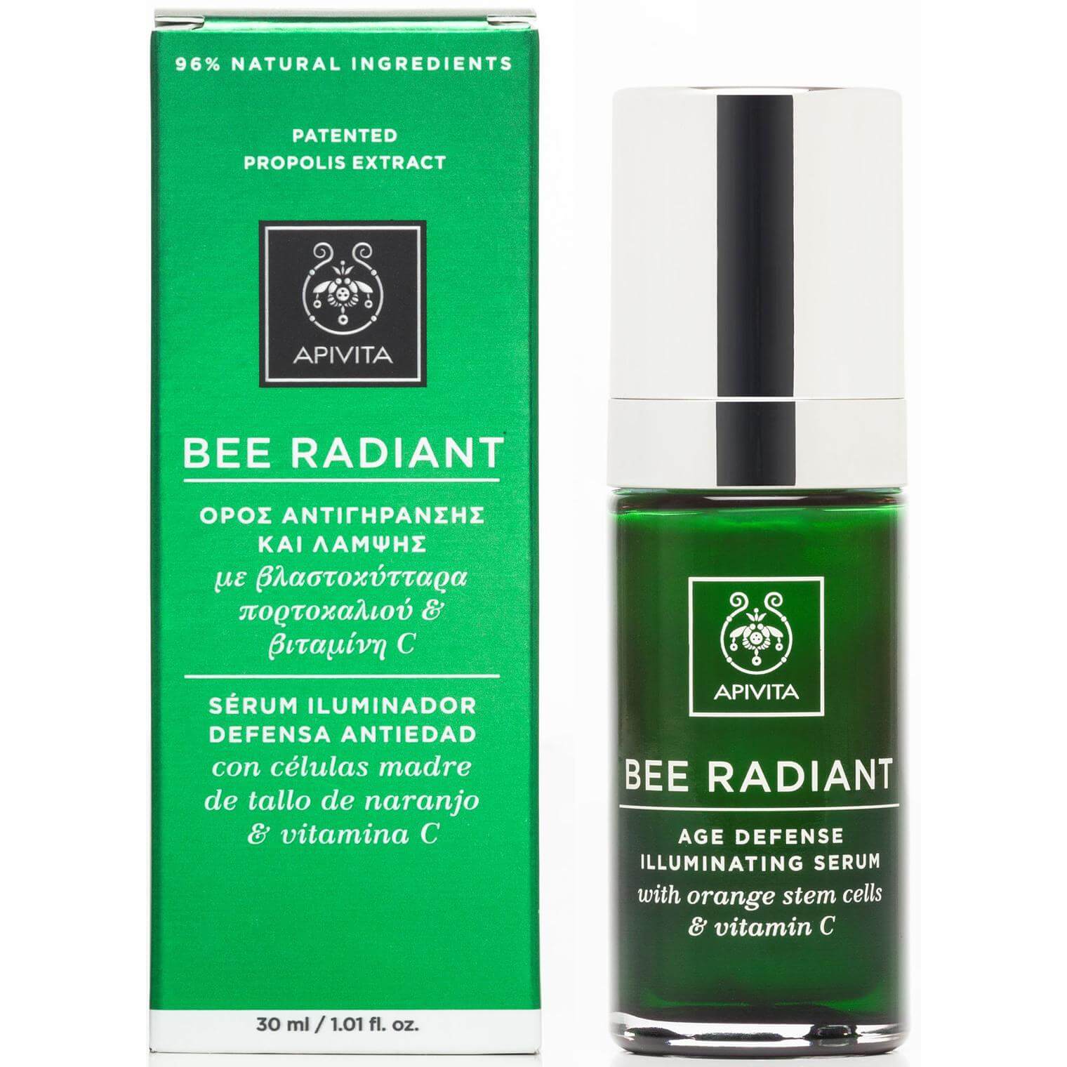 Apivita Bee Radiant Serum Ορός Αντιγήρανσης & Λάμψης με Βλαστοκύτταρα Πορτοκαλιού & Βιταμίνη C 30ml