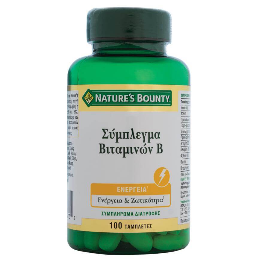 Nature’s Bounty Σύμπλεγμα Βιταμινών Β Συμπλήρωμα Διατροφής για Ενέργεια & Φυσιολογική Λειτουργία του Νευρικού Συστήματος 100tabs