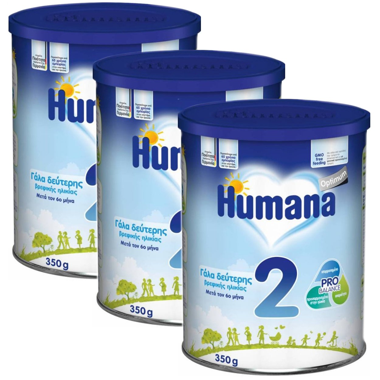 Humana Πακέτο Προσφοράς Optimum 2 Βρεφικό Γάλα Μετά τον 6ο Μήνα 3X350gr
