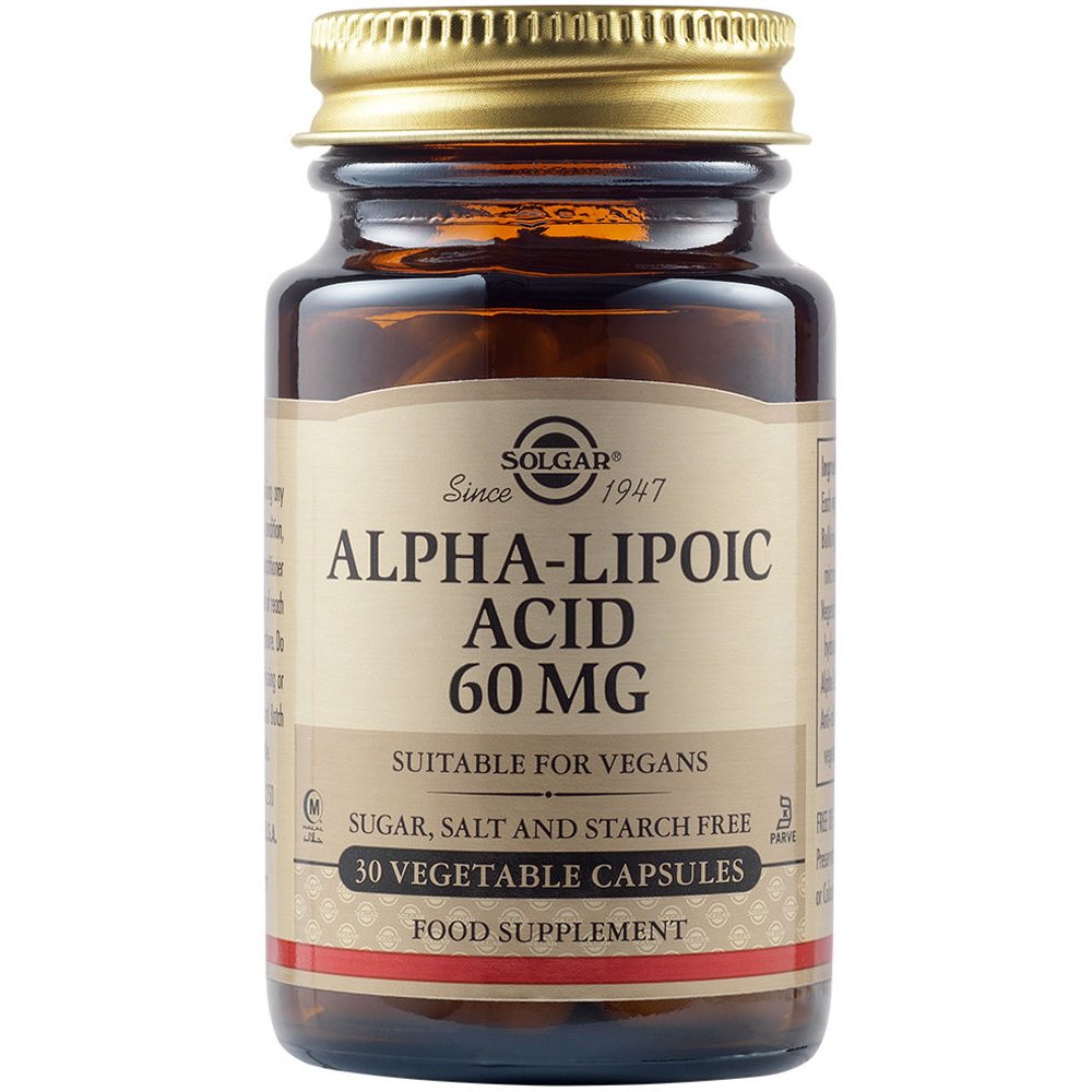 Solgar Solgar Alpha Lipoic Acid 60mg Συμπλήρωμα Διατροφής με Ισχυρή Αντιοξειδωτική Δράση 30veg.caps
