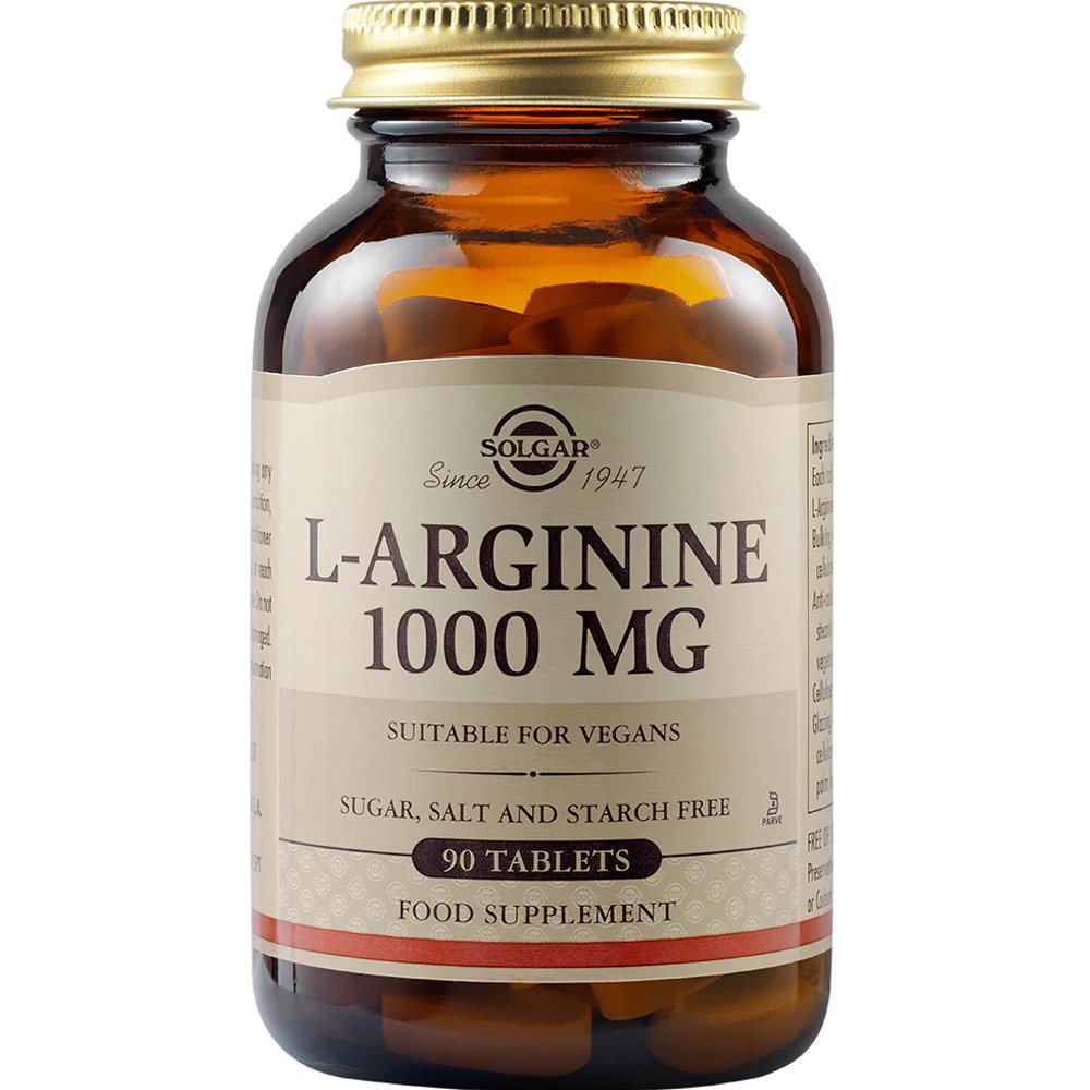 Solgar L-Arginine 1000mg Συμπλήρωμα Διατροφής με Αργινίνη για Ενέργεια στους Μύες & Αποκατάσταση 90tabs