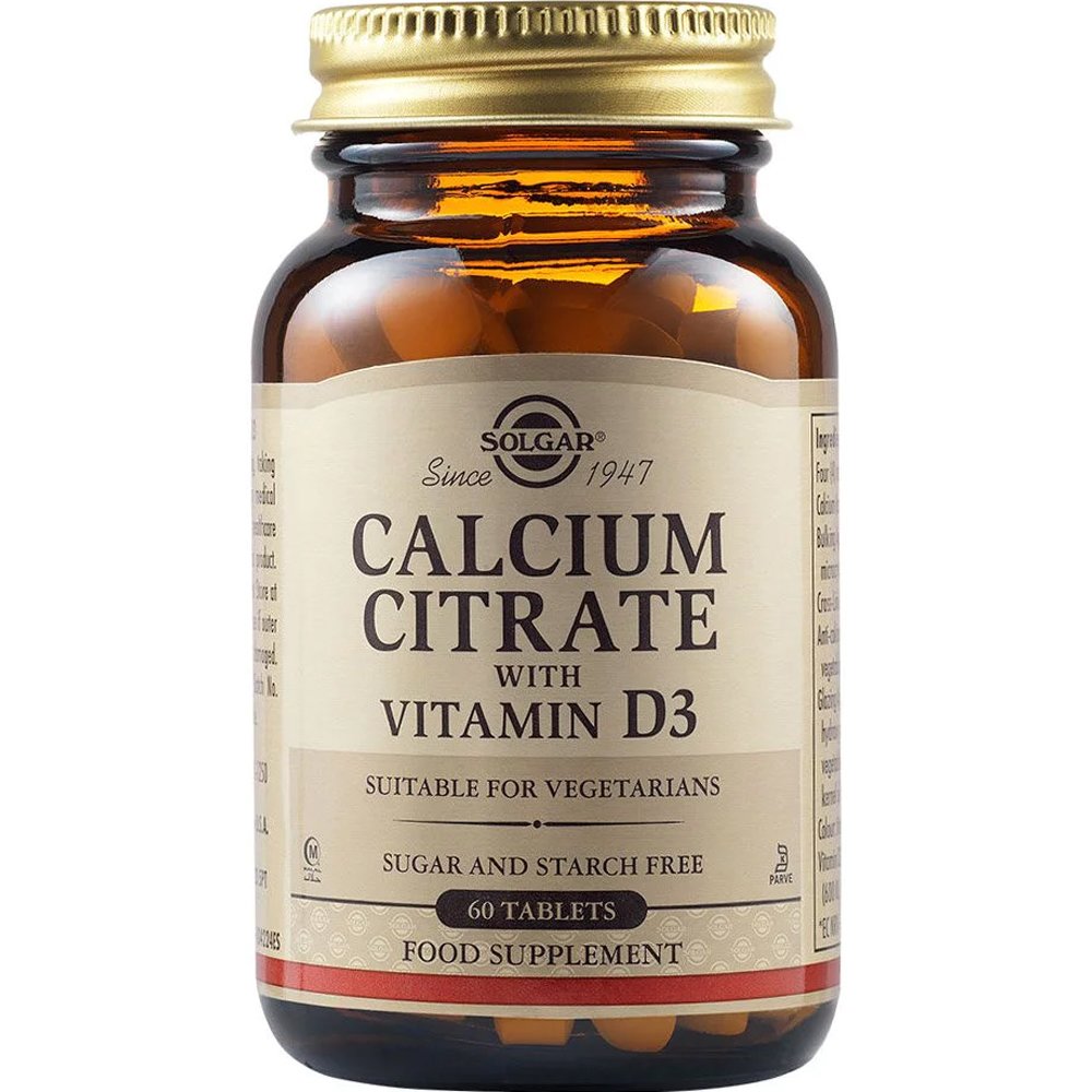Solgar Calcium Citrate with Vitamin D3 Συμπλήρωμα Διατροφής Ασβεστίου σε Κιτρική Μορφή με Βιταμίνη D3 για Μέγιστη Απορρόφηση για την Καλή Υγειά των Οστών & Δοντιών 60tabs